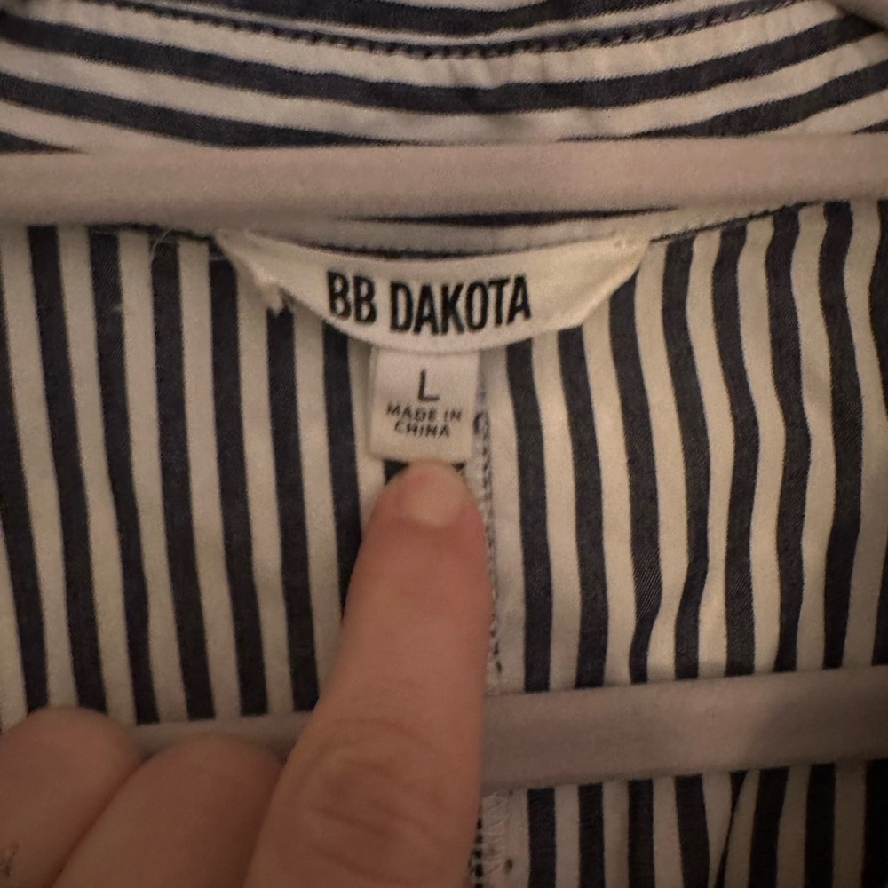 BB Dakota Navy and White Striped Shirt Dress - Picture 2 of 6